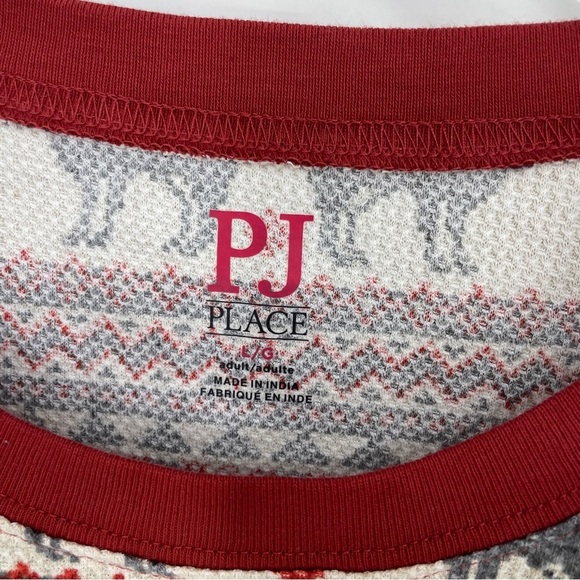 Place Holiday Men’s PJ Shirt & Pant Set Red Beige Aztec Reindeer Christmas - Picture 2 of 3